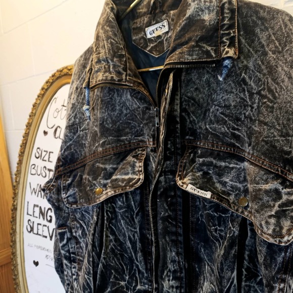 VTG Guess Black Acidwash Jean Jacket M/L